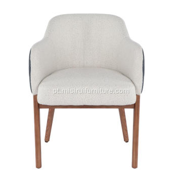 Cadeira de jantar de apoio de braço minimalista branco e azul